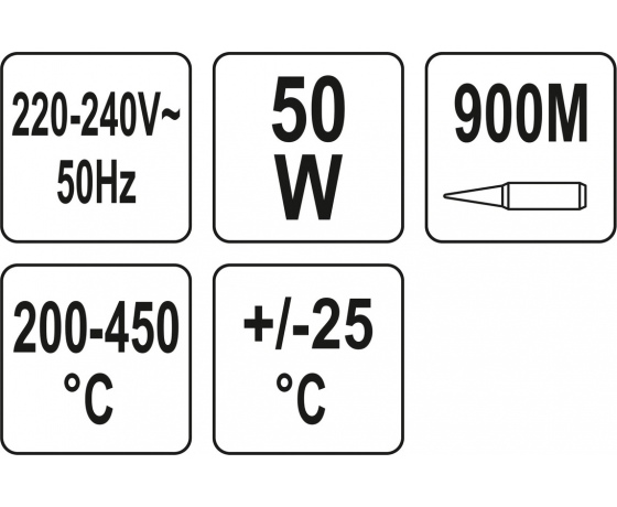 Фото 6 - Паяльник мережевий 230 V YATO, P= 50 Вт, регульований температ. режим t= 200- 450°С