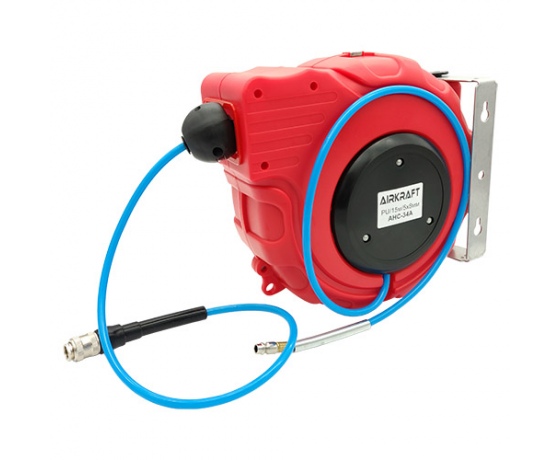 Фото 2 - Шланг воздушный полиуретановый на катушке 5x8мм 15м  с быстроразъемными соединениями AIRKRAFT AHC-34A