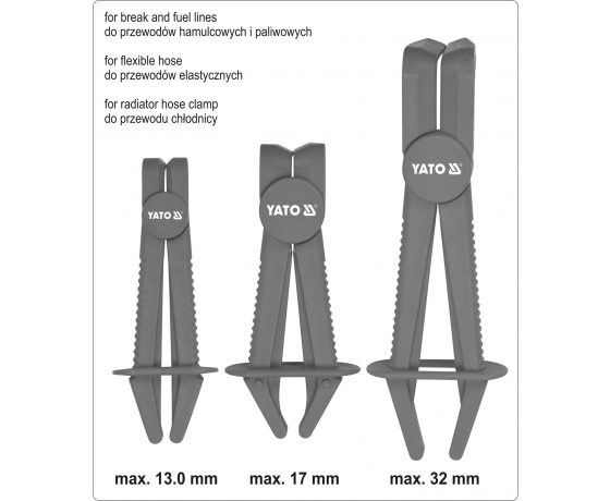 Фото 3 - Затискачі для шлангів і патрубків з фіксаторами YATO 13/17/32 мм 3 шт