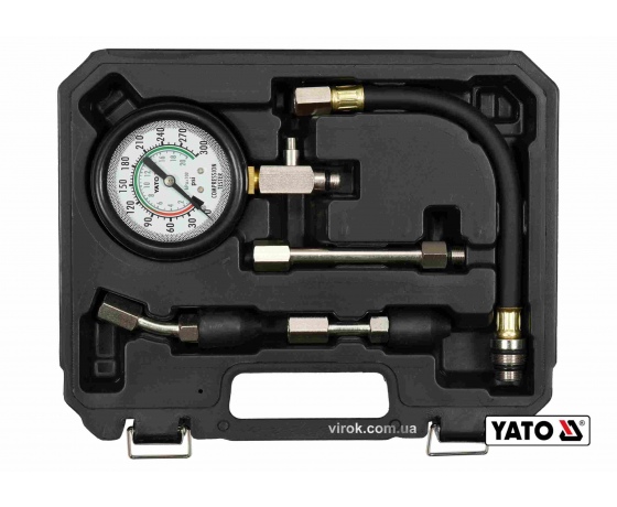 Фото 2 - Компресометр для бензинових двигунів YATO 2.1 МПа М14/М18 з інструментами 5 шт + кейс