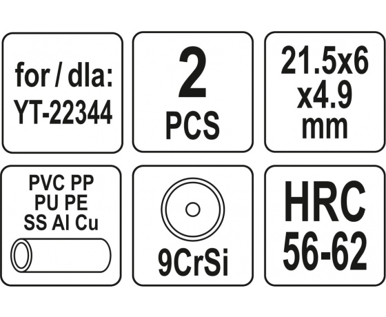 Фото 4 - Різці дискові YATO Ø= 21,5/ 6 мм, t= 4,9 мм до труборіза YT-22344, 2 шт