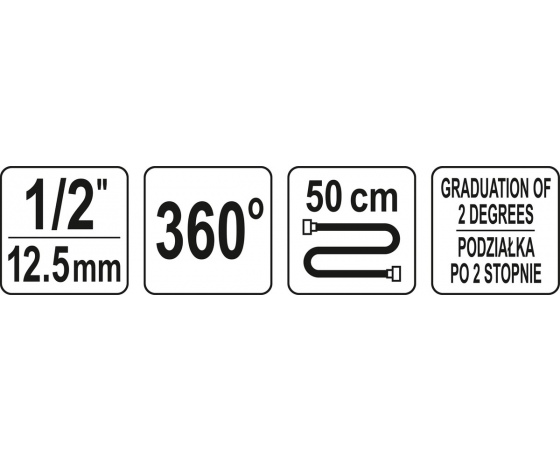 Фото 8 - Кутомір для докручування болтів YATO, до динамометр ключа з квадр 1/2