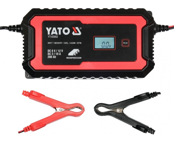 Фото 2 - Зарядний прилад мережевий з LCD дисплеєм 230В YATO до акумуляторів 6V-2А 12V-10А, макс. 240AГод