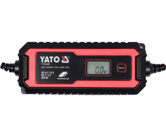 Фото 4 - Зарядний прилад мережевий з LCD дисплеєм 230В YATO до акумуляторів 6V-2А 12V-4А, макс. 240 AГод