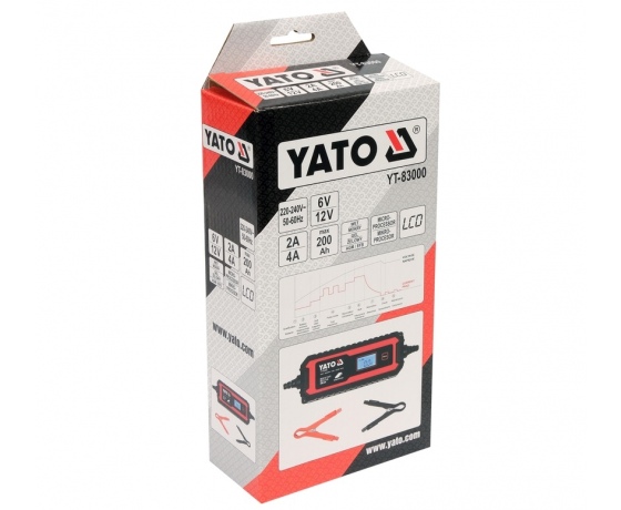 Фото 7 - Зарядний прилад мережевий з LCD дисплеєм 230В YATO до акумуляторів 6V-2А 12V-4А, макс. 240 AГод