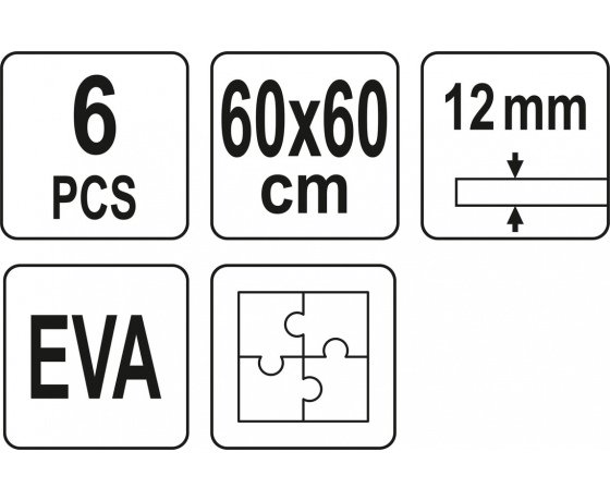 Фото 6 - Килимки підстилкові YATO, 60х 60 см, t= 12 мм, 6 шт., з'єднуються 