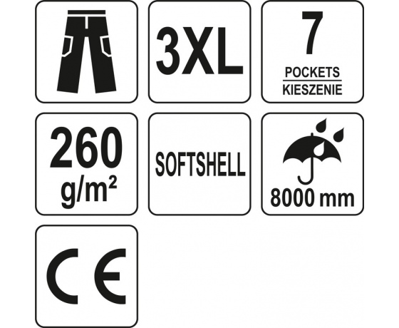 Фото 9 - Штани робочі для літнього сезону, чорні YATO, розмір 3XL; 7 кишень, 94%- поліестер, 6%-еластан