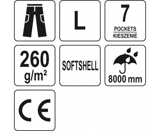 Фото 9 - Штани робочі для літнього сезону, чорні YATO, розмір L; 7 кишень, 94%- поліестер, 6%-еластан