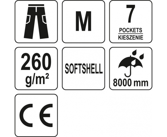 Фото 9 - Штани робочі для літнього сезону, чорні YATO, розмір M; 7 кишень, 94%- поліестер, 6%-еластан