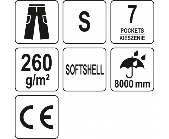 Фото 9 - Штани робочі для літнього сезону, чорні YATO, розмір S; 7 кишень, 94%- поліестер, 6%-еластан
