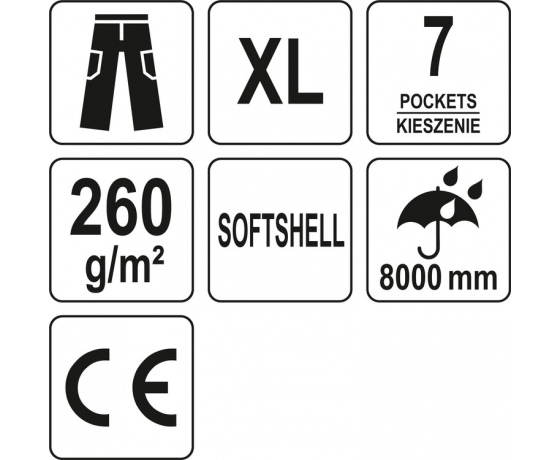 Фото 8 - Штани робочі для літнього сезону, чорні YATO, розмір XL; 7 кишень, 94%- поліестер, 6%-еластан