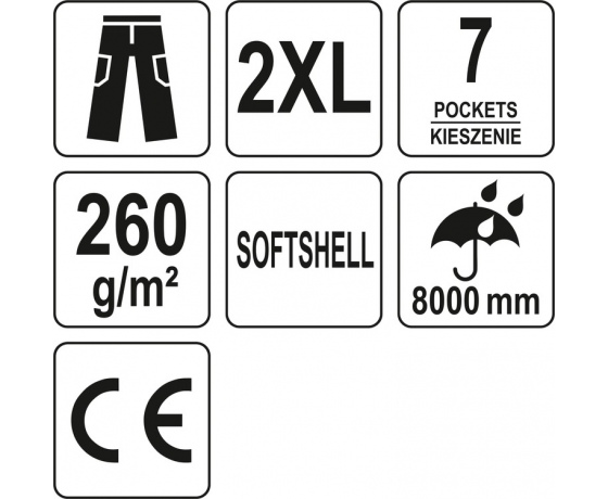 Фото 9 - Штани робочі для літнього сезону, чорні YATO, розмір XXL; 7 кишень, 94%- поліестер, 6%-еластан