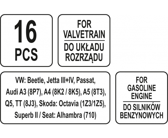 Фото 4 - Фіксатори газорозподільної системи двигунів авто групи V.A.G. серії TSI/TFSI YATO,набір 16 елементів