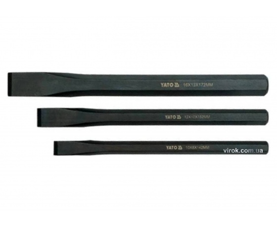 Фото 2 - Зубило YATO, Набір 3 шт. 10 x 142,12 x 152,16 x 172 мм [6/24]