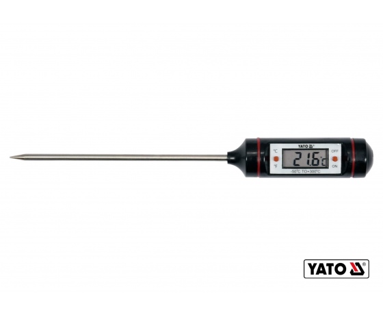 Фото 2 - Термометр електронний YATO з зондом 130 мм -50ºС-+300ºС живлення- 1.5 В (LR44)