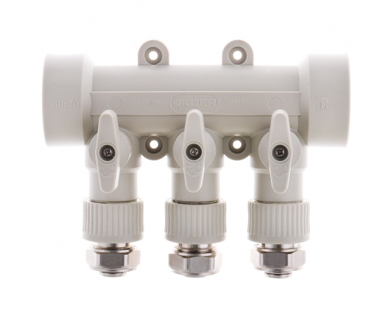 Фото 3 - KOER PPR Коллектор распределительный 3-way с фитингом (40x20) (K0191.PRO) (20 шт/ящ)