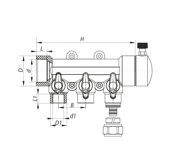Фото 4 - KOER PPR Коллектор распределительный 3-way с фитингом (40x20) (K0191.PRO) (20 шт/ящ)