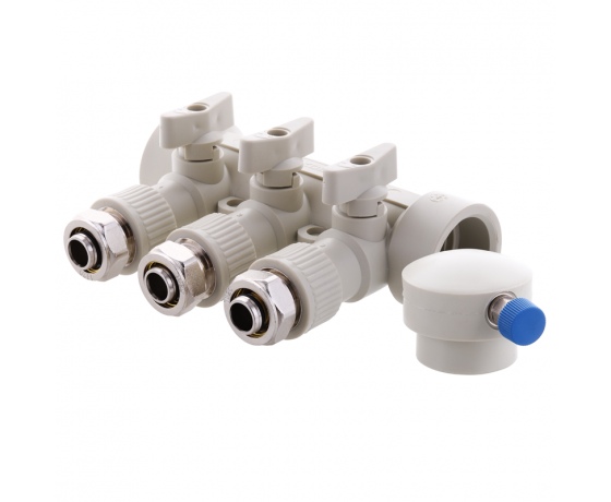 Фото 2 - KOER PPR Коллектор распределительный 3-way с фитингом (40x20) (K0191.PRO) (20 шт/ящ)