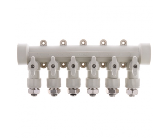 Фото 3 - KOER PPR Коллектор распределительный 6-way с фитингом (40x20) (K0194.PRO) (11 шт/ящ)
