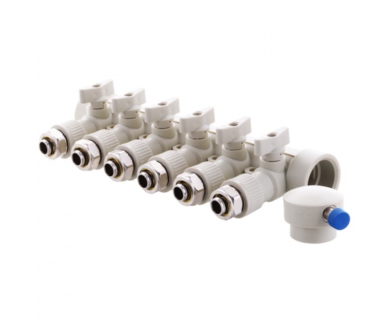 Фото 2 - KOER PPR Коллектор распределительный 6-way с фитингом (40x20) (K0194.PRO) (11 шт/ящ)