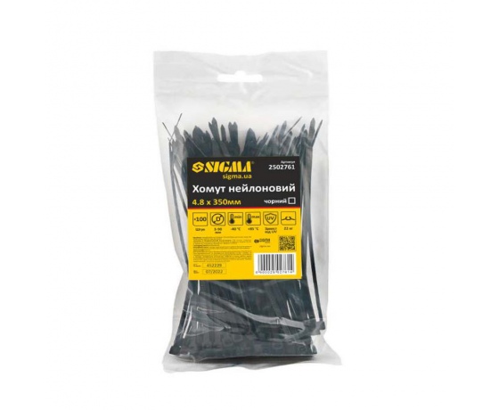 Фото 2 - Хомут нейлон 4.8×350мм 100шт (черный) SIGMA (2502761)