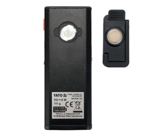 Фото 4 - Ліхтар світлодіодний акумул. YATO Li-Po 3.7 В, 500 Lm, функ. павербанк на 1500 mАГод