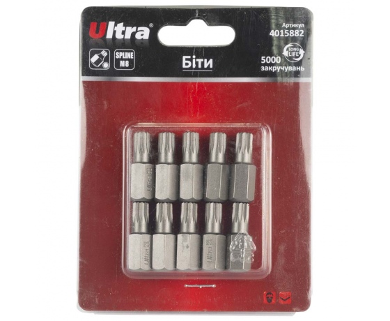 Фото 2 - Биты Spline M8×30мм 10мм 10шт S2 (блистер) ULTRA (4015882)