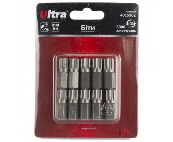 Фото 2 - Биты Spline M10×30мм 10мм 10шт S2 (блистер) ULTRA (4015902)