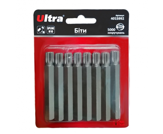 Фото 2 - Биты Spline M8×75мм 10мм 10шт S2 (блистер) ULTRA (4015972)