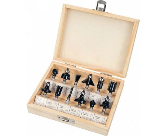 Фото 3 - Набір фрез по дереву VOREL, зі шпинделем Ø=8 мм, 12 шт.