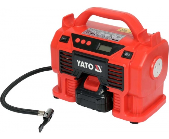 Фото 3 - Компресор акумуляторний YATO Li-Ion 18 В, 3.0 AxГ, 60 Вт,тиск ≤ 11 Bar, подача повітря- 21 л/хв