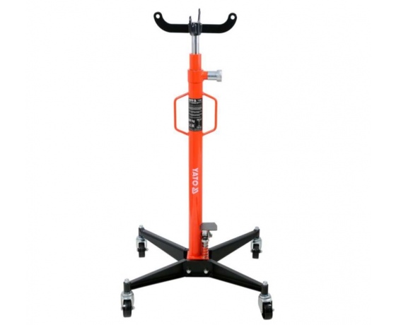 Фото 2 - Підіймач коробок передач авто, гідравлічний YATO; навантаж.- 500 кг, h= 1100- 1900 мм, на колесах