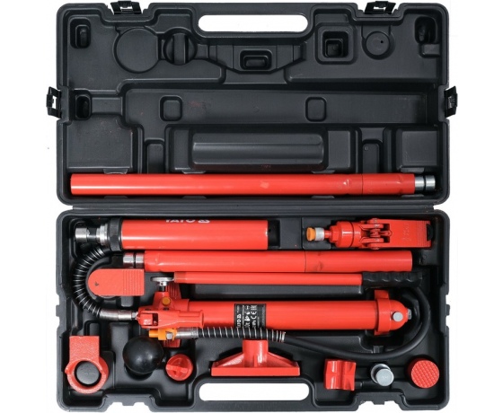 Фото 2 - Стійка розпірна гідравлічна в наборі YATO 10 т, хід штока- 135 мм, діапазон приводу- 355-495 мм