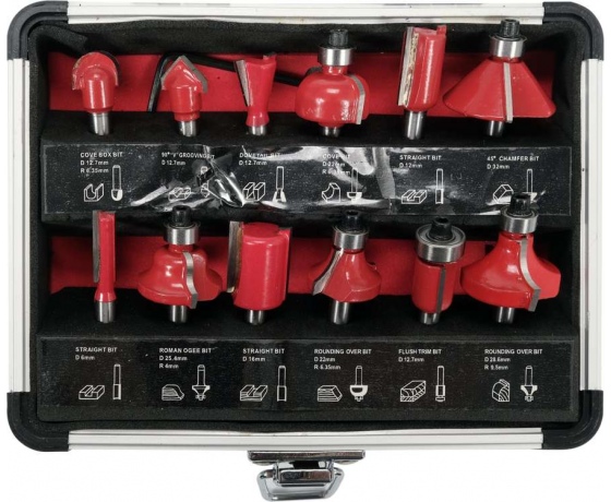 Фото 2 - Фрези по дереву YATO зі шпинделем Ø 6 мм, Ø= 6-32 мм, 12 шт