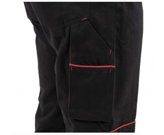 Фото 4 - Штани робочі COMFY YATO розмір L/XL, чорно-червоні, 7 кишень, 100% бавовна