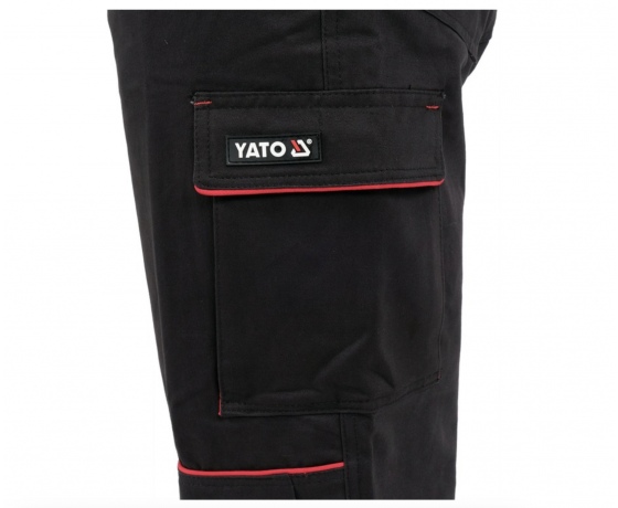 Фото 7 - Штани робочі COMFY YATO розмір S, чорно-червоні, 7 кишень, 100% бавовна