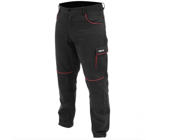 Фото 8 - Штани робочі COMFY YATO розмір XXL, чорно-червоні, 7 кишень, 100% бавовна