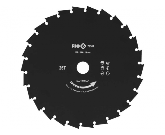 Фото 2 - Диск різальний до бензокоси FLO, 250 мм, кріпильний Ø= 25,4 мм
