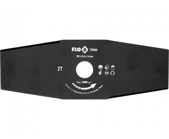 Фото 3 - Ніж 2-сторонній до бензокоси FLO, 250 мм, кріпильний Ø= 25,4 мм