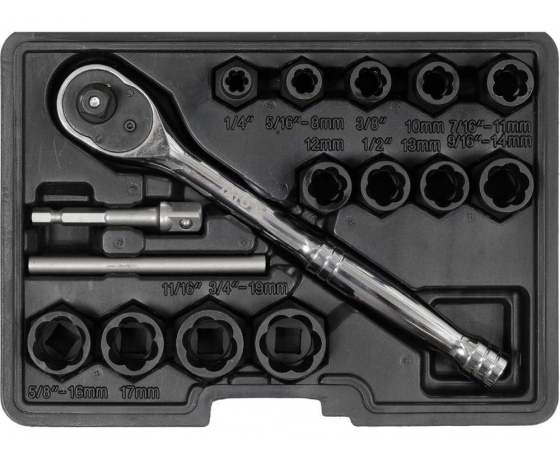 Фото 3 - Набір екстракторів для зломаних болтів YATO; М10- М19, 16 елем.