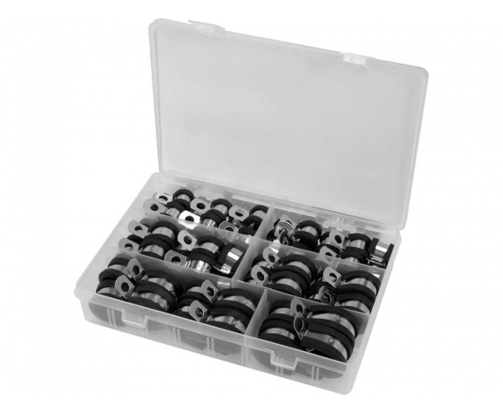 Фото 2 - Хомути металево гумові YATO : Ø= 6, 8, 10, 13, 16, 19 мм, 52 шт