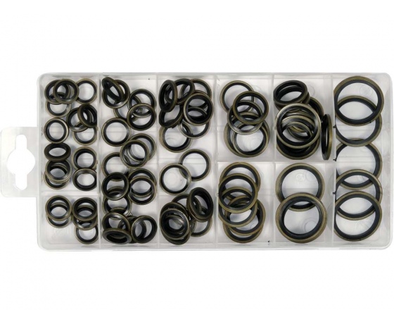 Фото 3 - Шайби сталево-гумові YATO: Ø= 10- 24 мм, 90 шт