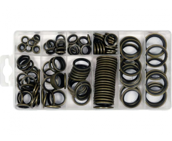 Фото 3 - Шайби сталево-гумові YATO: Ø= 6- 24 мм, 150 шт