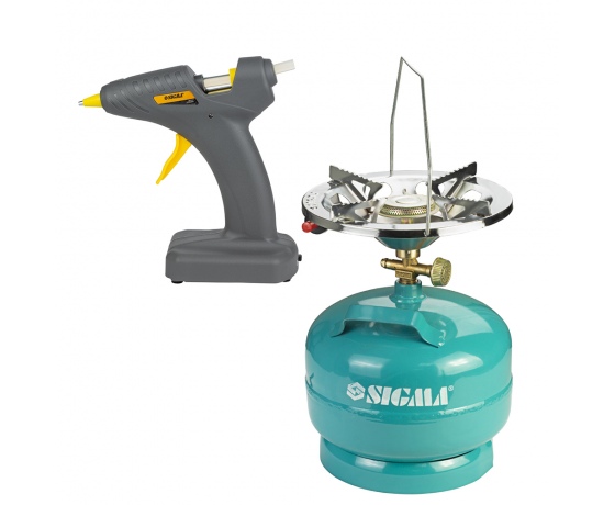 Фото 2 - Набор комплект газовый кемпинг с пьезоподжигом Comfort 5л + Пистолет термоклеевой автономный Ø8мм 8Вт/6В SIGMA (29031112)