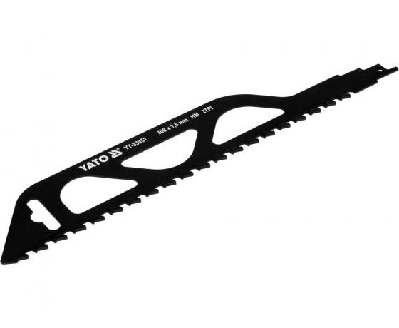 Фото 3 - Полотно до шаблевої пили по пористому бетоні і кераміці YATO: l= 300 мм, h= 1,5 мм, 2 зуби/1