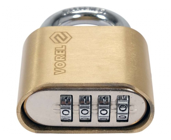 Фото 6 - Замок навісний з кодовим замиканням VOREL: латунний корпус- 50х 40 х25 мм, сталева дуга- 23х25х 8 мм