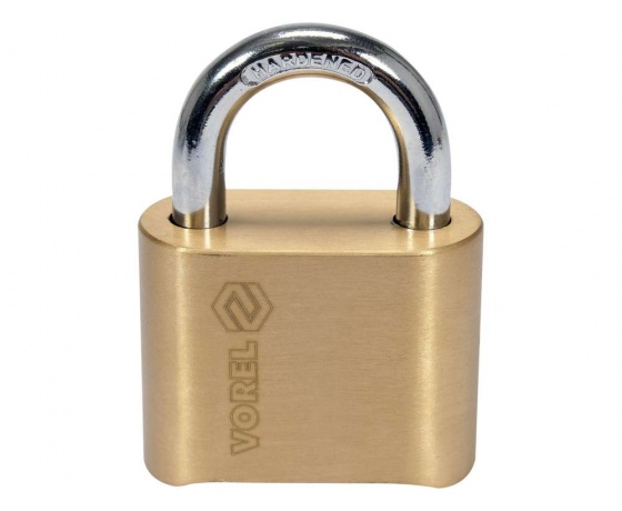 Фото 2 - Замок навісний з кодовим замиканням VOREL: латунний корпус- 50х 40 х25 мм, сталева дуга- 23х25х 8 мм