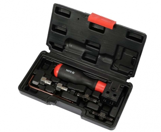 Фото 3 - Прес ручний з обладнанням YATO для вальцювання гальмівних трубок Ø= 4,75, 6,35 мм, компл. 14 елем.