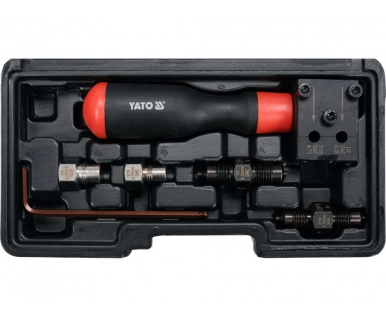 Фото 2 - Прес ручний з обладнанням YATO для вальцювання гальмівних трубок Ø= 4,75, 6,35 мм, компл. 14 елем.