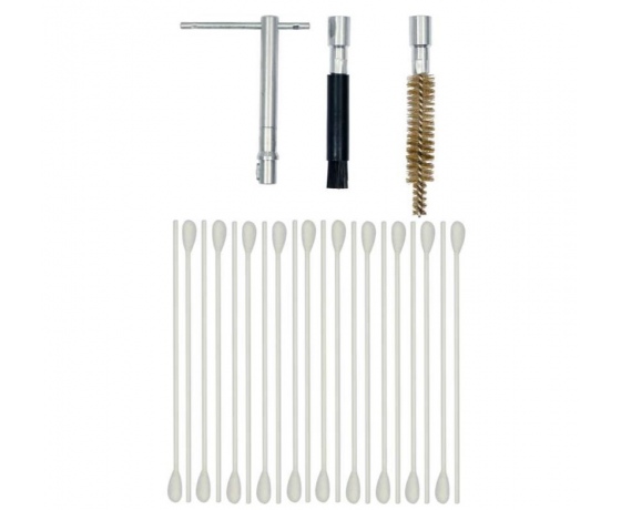 Фото 2 - Стрижні для очистки гнізд сопл форсунок YATO 2 щіткові, 20 ватні Ø= 10/20мм вороток, компл. 23 елем.